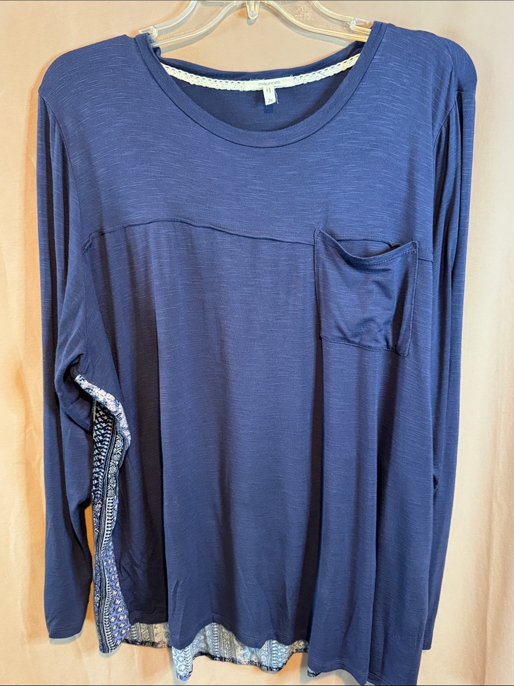 Maurices Navy Long Sleeve Pocket Tee